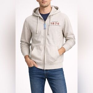 G.H. Bass 1876 Heritage Hoodie XL Beige Full Zip Sweatshirt Cotton Blend